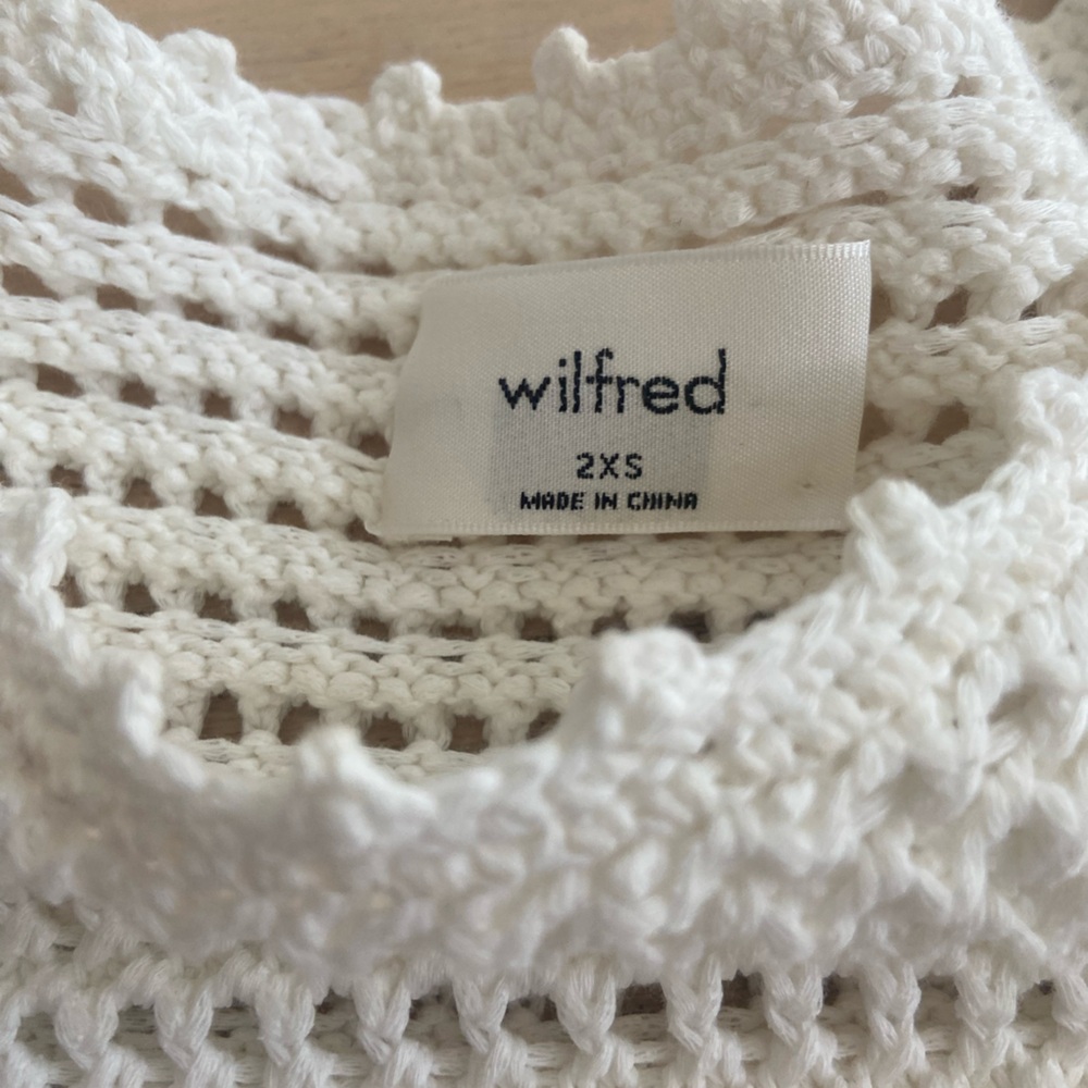 Aritzia Wilfred Peek Cotton Crochet Tank Top XXS Cream